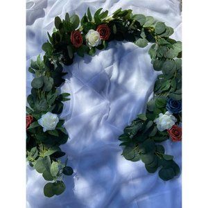 6.5 foot Willow Leaves Seeded Eucalyptus Garland Ivory Terracotta Dusty Blue
